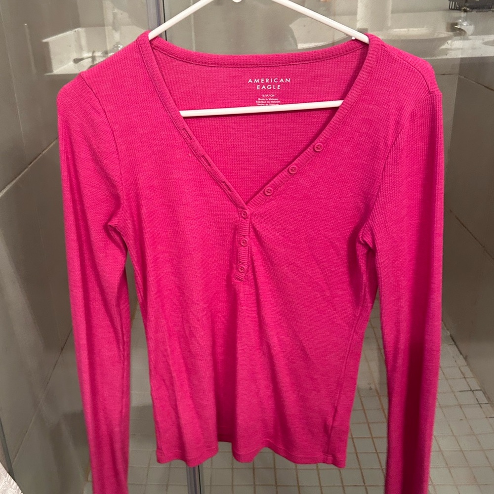 American Eagle Pink Henley